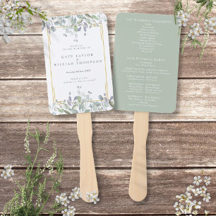 Grüne Wasserfarben Florale Hochzeitsprogramm Fächer