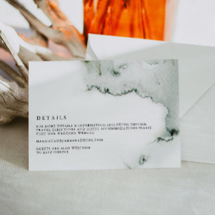 Grüne Wasserfarben-Hochzeitsdetails Karte