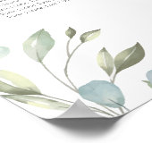 Grüne Wasserfarben Hochzeitstabelle Poster (Ecke)