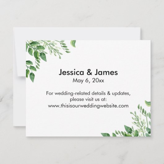 Grüne Wasserfarben Hochzeitsunterkünfte Save The Date (Rückseite)