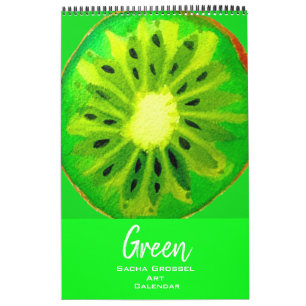 Grüne Wasserfarben-Kunstkalender Sacha Grossel Kalender