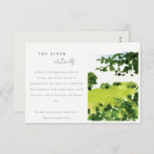 Grüne Wasserfarben Landschaft Hügel Hochzeiten Det Begleitkarte (Vorne/Hinten)