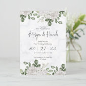 Grüne Wasserfarben Minimalistische Hochzeit Einladung (Stehend Vorderseite)