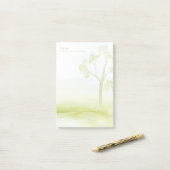 Grüne Wasserfarben Post-it Klebezettel (Auf Schreibtisch)