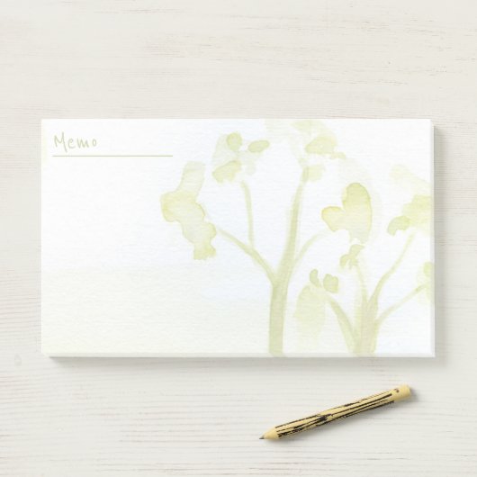 Grüne Wasserfarben Post-it Klebezettel (Auf Schreibtisch)