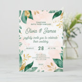 Grüne Wasserfarben und Einladung zur Hochzeit von  (Stehend Vorderseite)