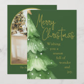 Grüne Wasserfarben-Weihnachtskarte Feiertagskarte (Vorne/Hinten)