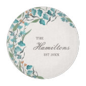 Grüne Wasserfarben-Wildblume Schneidebrett (Vorderseite)