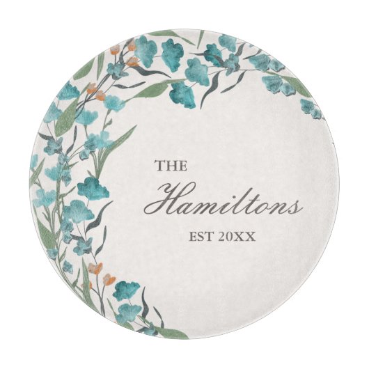 Grüne Wasserfarben-Wildblume Schneidebrett (Vorderseite)