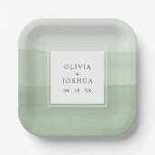 Grüne Wasserfarbenhochzeit Pappteller (Vorderseite)