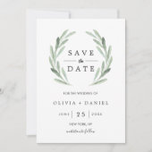 Grüne Wasserfarbenkräfte Hochzeit Sichern Sie das Save The Date (Vorderseite)