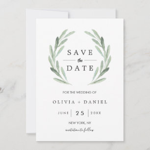 Grüne Wasserfarbenkräfte Hochzeit Sichern Sie das  Save The Date