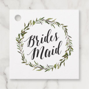 Grüne Wasserfarbenkreade   Bridesmaid Script Geschenkanhänger