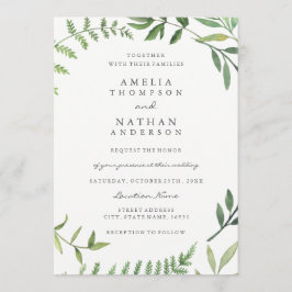 Grüne Wasserfarbenleder Einladung zur Hochzeit