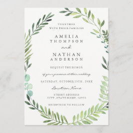 Grüne Wasserfarbenleder Kranz Einladung zur Hochze