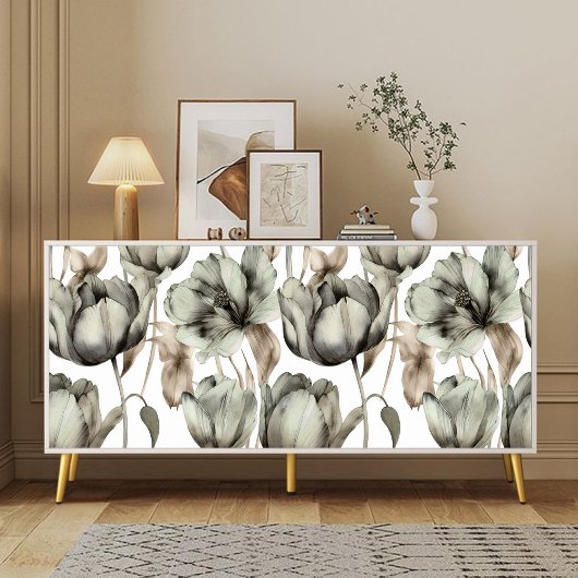 Grüne Wasserfarbenpeere Blumendecoupage Seidenpapier