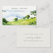 Grüne Wasserfarbenwelt Hügel Hochzeit Willkommen Begleitkarte (Vorne/Hinten)