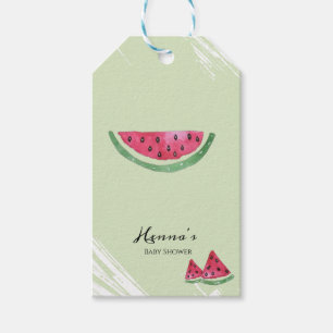 Grüne Wassermelonen Sommer Baby Shower Geschenkkar Geschenkanhänger
