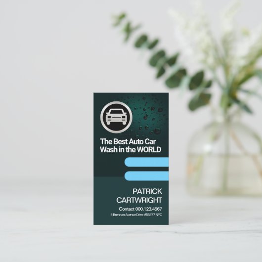 Grüne Wassertropfen Blaue Tabs Automobilwaschwasse Visitenkarte (Stehend Vorderseite)