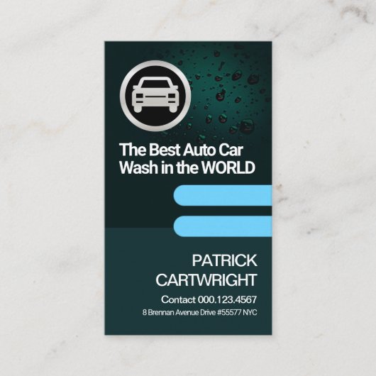 Grüne Wassertropfen Blaue Tabs Automobilwaschwasse Visitenkarte (Vorderseite)
