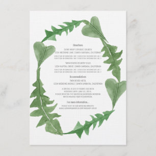 Grüne Watercolor Foliage Wedding Info Card Begleitkarte