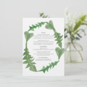 Grüne Watercolor Foliage Wedding Info Card Begleitkarte (Stehend Vorderseite)