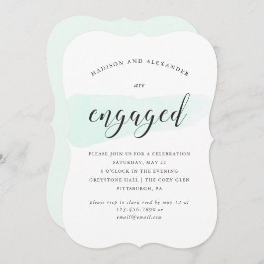 Grüne Watercolor Swatch Hochzeitsparty Einladung (Vorne/Hinten)