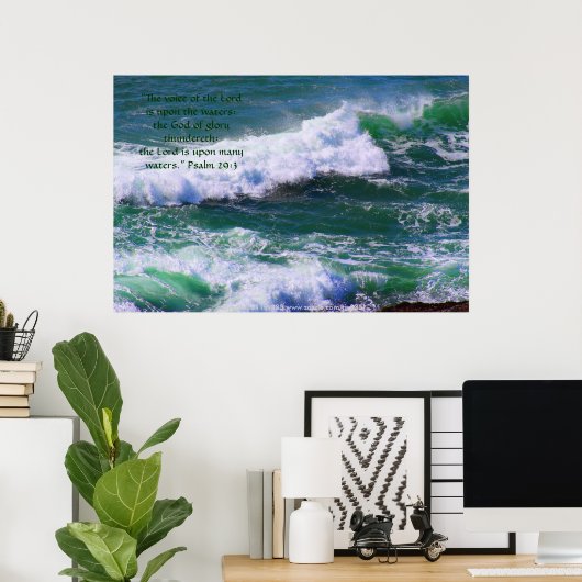 Grüne Waves Druck mit Scripting Verse Poster (Heimbüro)