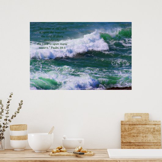 Grüne Waves Druck mit Scripting Verse Poster (Küche)