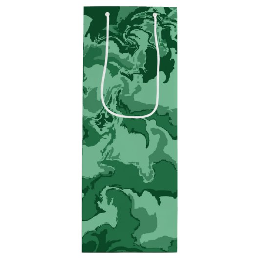 Grüne Waves Geschenktüte Für Weinflaschen (Vorderseite)