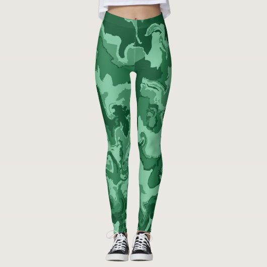 Grüne Waves Leggings (Vorderseite)