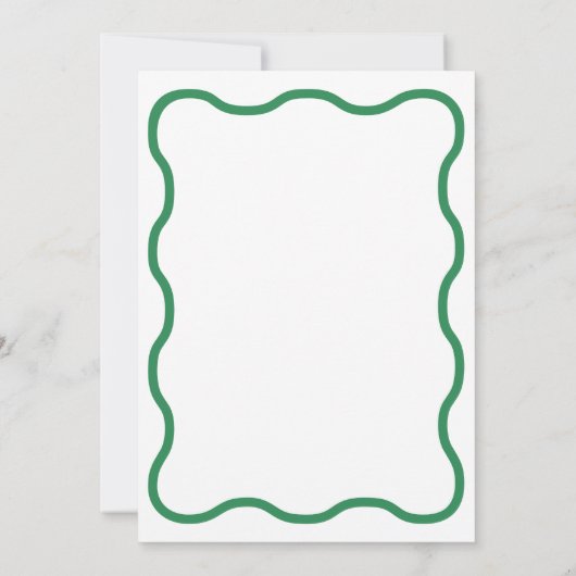 Grüne Wavy Retro Hochzeitseinladung Einladung (Rückseite)
