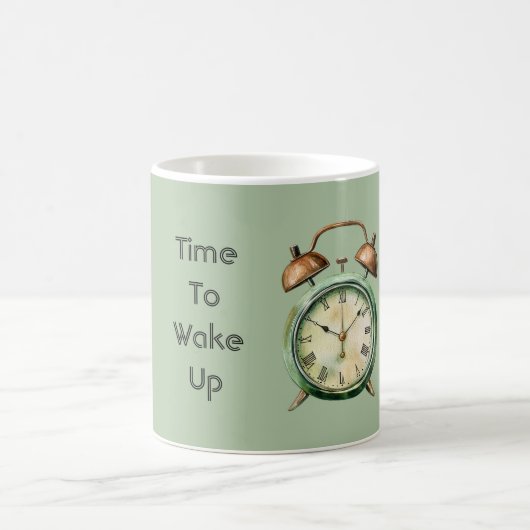 Grüne Weckzeit Alarmuhr Kaffeetasse (Mittel)