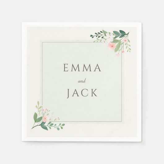 Grüne, weich, rosa, hellgrüne Namen Serviette (Vorderseite)