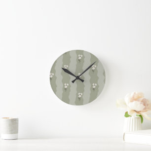 Grüne weiche Blüte Runde Wanduhr