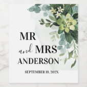 Grüne weiche Hochzeitszunge Botanisches Papa Weinetikett (Einzelnes Label)