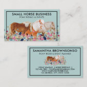 Grüne weiche Pferde Reitpony floral Visitenkarte (Vorne/Hinten)
