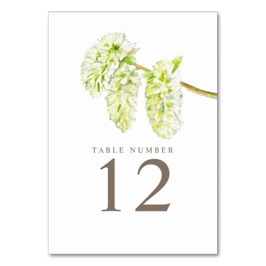 Grüne Weiden katkins Aquarellkunst Tischnummern (Vorderseite)