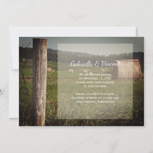 Grüne Weiden Ranch Hochzeit retten Datum Einladung (Vorderseite)