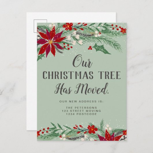 Grüne Weihnachten bewegte Lichter mistletoe sich Ankündigungspostkarte (Vorne/Hinten)