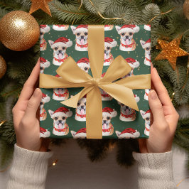 Grüne Weihnachten Chihuahua Dog Holiday Breeds Geschenkpapier