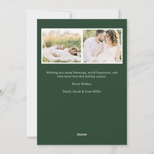 Grüne Weihnachten Elegante Foto Collage Urlaubskar (Rückseite)