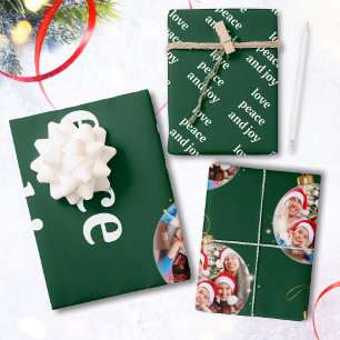 Grüne Weihnachten Familienfoto Liebe Frieden Freud Geschenkpapier Set