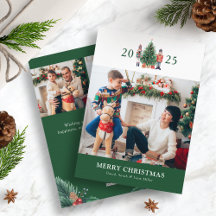 Grüne Weihnachten Foto-Collage Weihnachtskarte