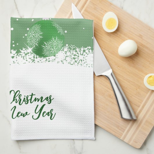 Grüne Weihnachten Geschirrtuch (Viertel Falte)