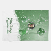 Grüne Weihnachten Geschirrtuch (Horizontal)