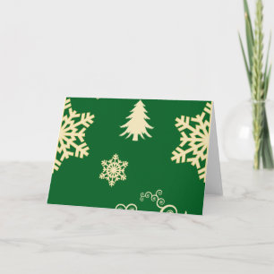 Grüne Weihnachten mit Schneeflocken