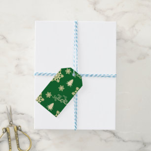 Grüne Weihnachten mit Schneeflocken Geschenkanhänger