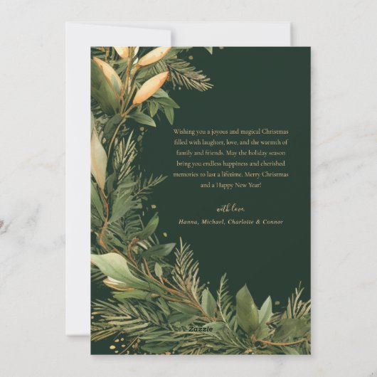 Grüne Weihnachten Moderne Elegante botanische Vege (Rückseite)