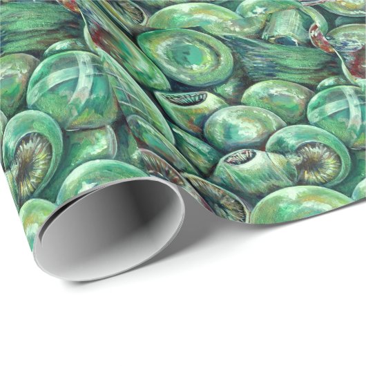 Grüne Weihnachtsbälle Geschenkpapier (Rolleneckpunkt)